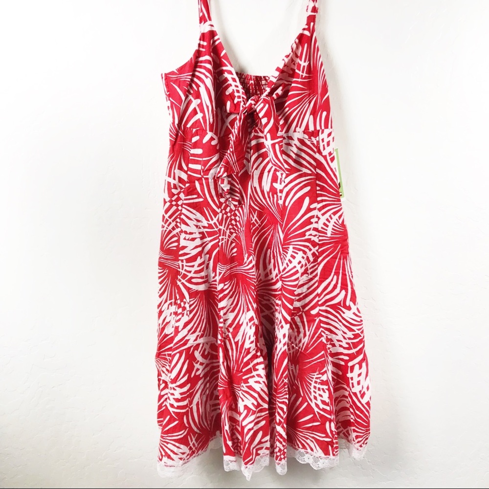 NEW Vasna Desire Red & White Tropical Print Dress